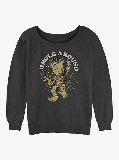 Marvel Guardians of the Galaxy Jingle Groot Girls Slouchy Sweatshirt