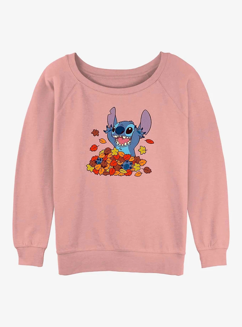 Disney Lilo & Stitch Leaf Pile Girls Slouchy Sweatshirt