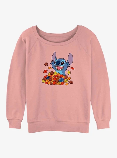 Disney Lilo & Stitch Leaf Pile Girls Slouchy Sweatshirt
