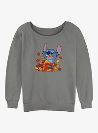 Disney Lilo & Stitch Leaf Pile Girls Slouchy Sweatshirt