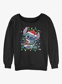 Disney Lilo & Stitch Christmas Lights Girls Slouchy Sweatshirt