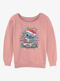 Disney Lilo & Stitch Christmas Lights Girls Slouchy Sweatshirt