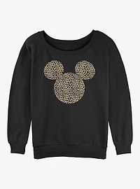 Disney Mickey Mouse Animal Print Ears Girls Slouchy Sweatshirt