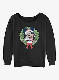 Disney Mickey Mouse Christmas Wreath Girls Slouchy Sweatshirt