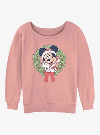 Disney Mickey Mouse Christmas Wreath Girls Slouchy Sweatshirt