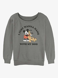 Disney Mickey Mouse & Pluto Dog Lover Girls Slouchy Sweatshirt