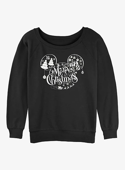 Disney Mickey Mouse Holiday Ears Girls Slouchy Sweatshirt