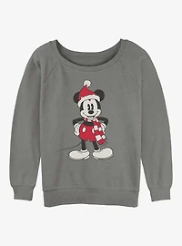 Disney Mickey Mouse Santa Hat Girls Slouchy Sweatshirt