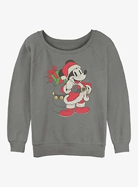 Disney Mickey Mouse Santa Mickey Girls Slouchy Sweatshirt