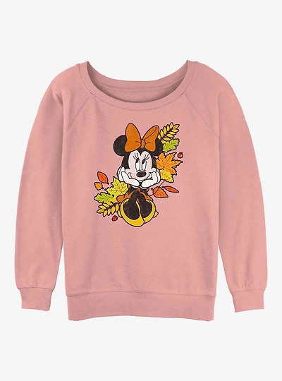 Disney Minnie Mouse Fall Leaves Girls Slouchy Sweatshirt