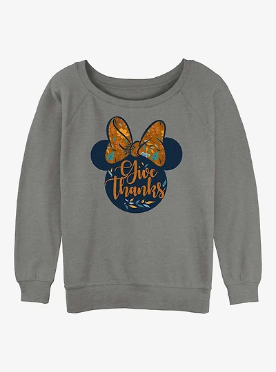 Disney Minnie Mouse Give Thanks Girls Slouchy Sweatshirt