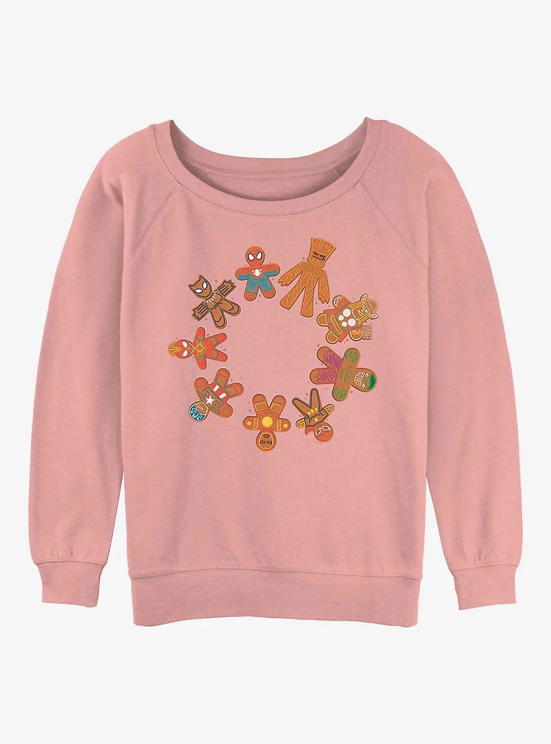 Marvel Gingerbread Cookie Circle Girls Slouchy Sweatshirt