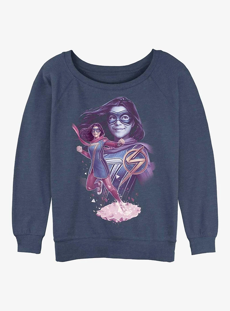 Marvel Ms. Power Pose Girls Slouchy Sweatshirt