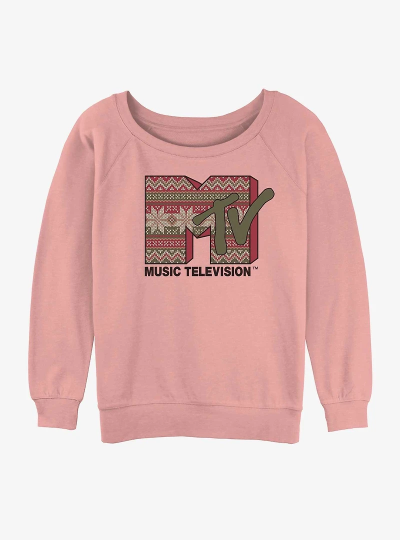 MTV Christmas Girls Slouchy Sweatshirt