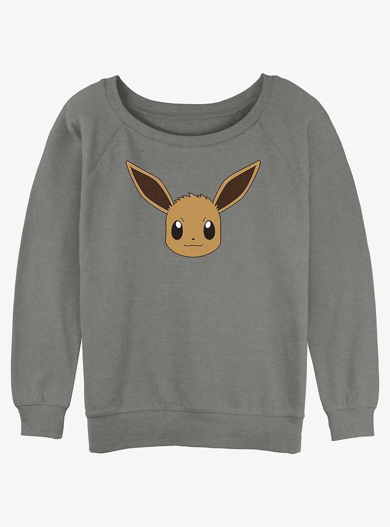 Pokemon Eevee Face Girls Slouchy Sweatshirt