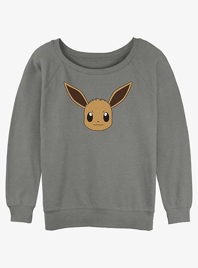 Pokemon Eevee Face Girls Slouchy Sweatshirt