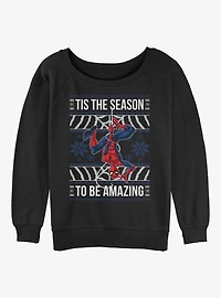 Marvel Spider-Man Tis The Season To Be Amazing Girls Slouchy Sweatshirt