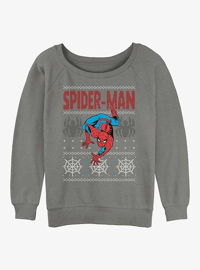Marvel Spider-Man Ugly Christmas Spidey Girls Slouchy Sweatshirt