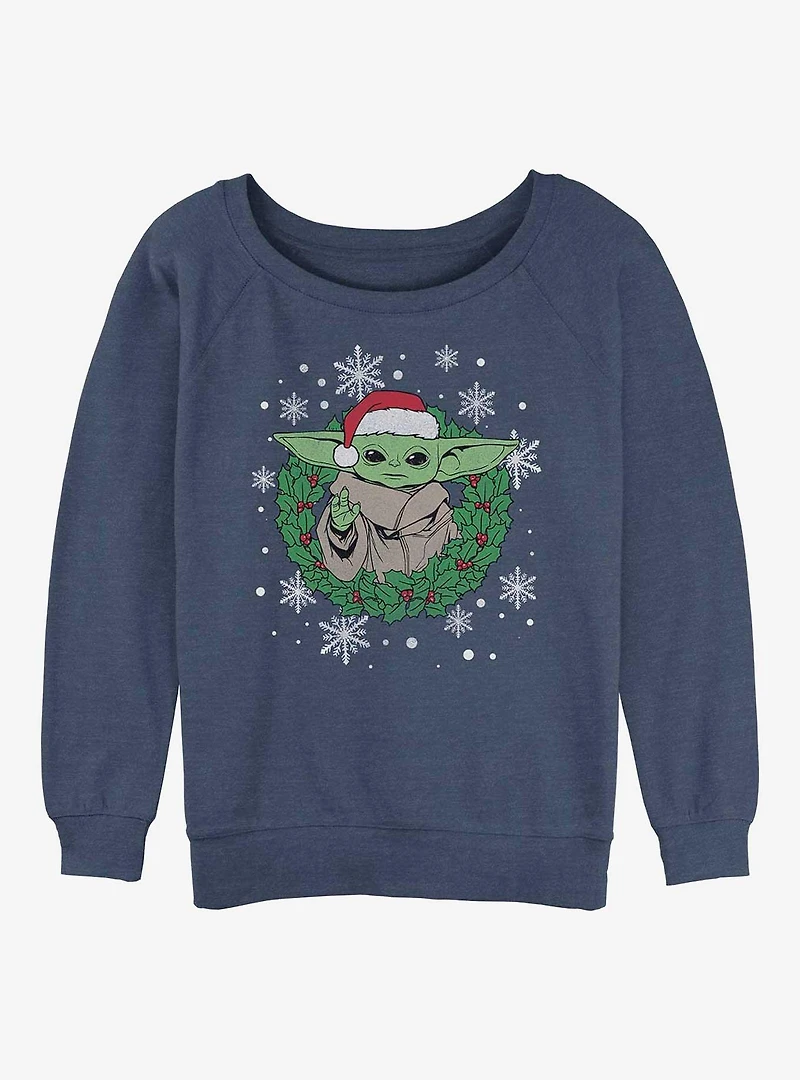 Star Wars The Mandalorian Galactic Holiday Wreath Girls Slouchy Sweatshirt