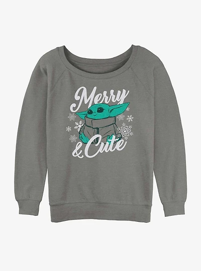 Star Wars The Mandalorian Merry and Cute Child Girls Slouchy Sweatshirt