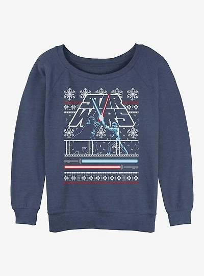 Star Wars Holiday Battle Ugly Christmas Girls Slouchy Sweatshirt