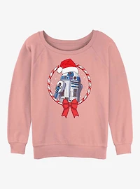 Star Wars: The Rise Of Skywalker R2-D2 Candy Cane Girls Slouchy Sweatshirt