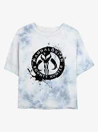 Star Wars The Mandalorian Bounty Hunter Inked Icon Tie-Dye Womens Crop T-Shirt