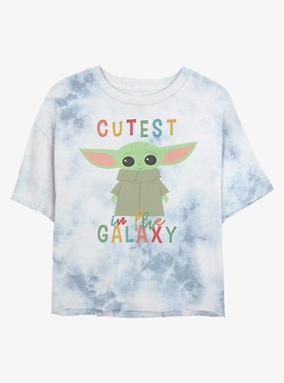 Star Wars The Mandalorian Child Cutest Galaxy Tie-Dye Womens Crop T-Shirt