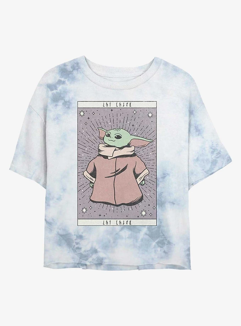 Star Wars The Mandalorian Child Tarot Tie-Dye Womens Crop T-Shirt