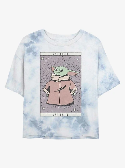 Star Wars The Mandalorian Child Tarot Tie-Dye Womens Crop T-Shirt