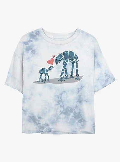 Star Wars AT-AT Mother & Son Portrait Tie-Dye Womens Crop T-Shirt