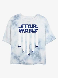 Star Wars Fighter Jets Banner Tie-Dye Womens Crop T-Shirt