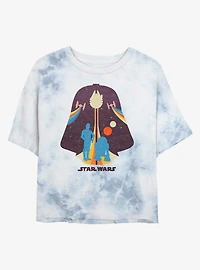 Star Wars Helmet Galxy Reflection Tie-Dye Womens Crop T-Shirt