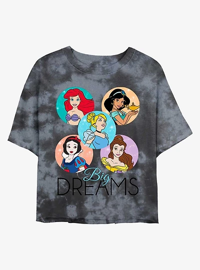 Disney Princesses Big Dreams Tie-Dye Womens Crop T-Shirt