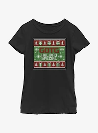 Marvel Guardians of the Galaxy Ugly Christmas Sweater Pattern Holiday Special Youth Girls T-Shirt