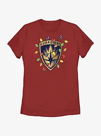 Marvel Guardians of the Galaxy Christmas Lights Badge Womens T-Shirt