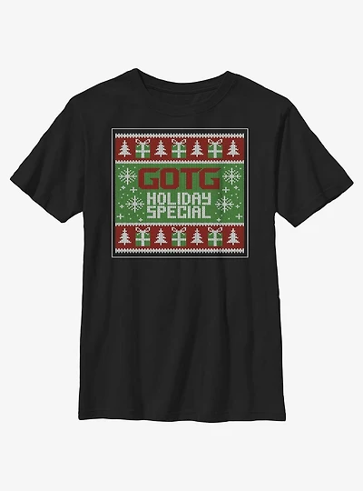 Marvel Guardians of the Galaxy Ugly Christmas Sweater Pattern Holiday Special Youth T-Shirt