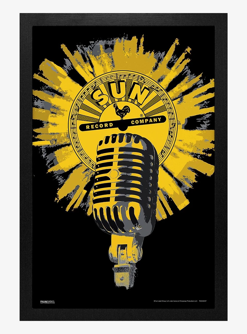Sun Records Microphone Framed Wood Wall Art