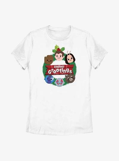 Marvel Guardians of the Galaxy Holiday Special Seasons Grootings Womens T-Shirt