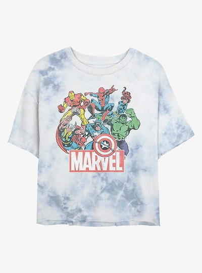 Marvel Avengers Heroes Of Today Womens Tie-Dye Crop T-Shirt