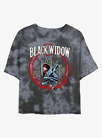 Marvel Black Widow City Circle Womens Tie-Dye Crop T-Shirt