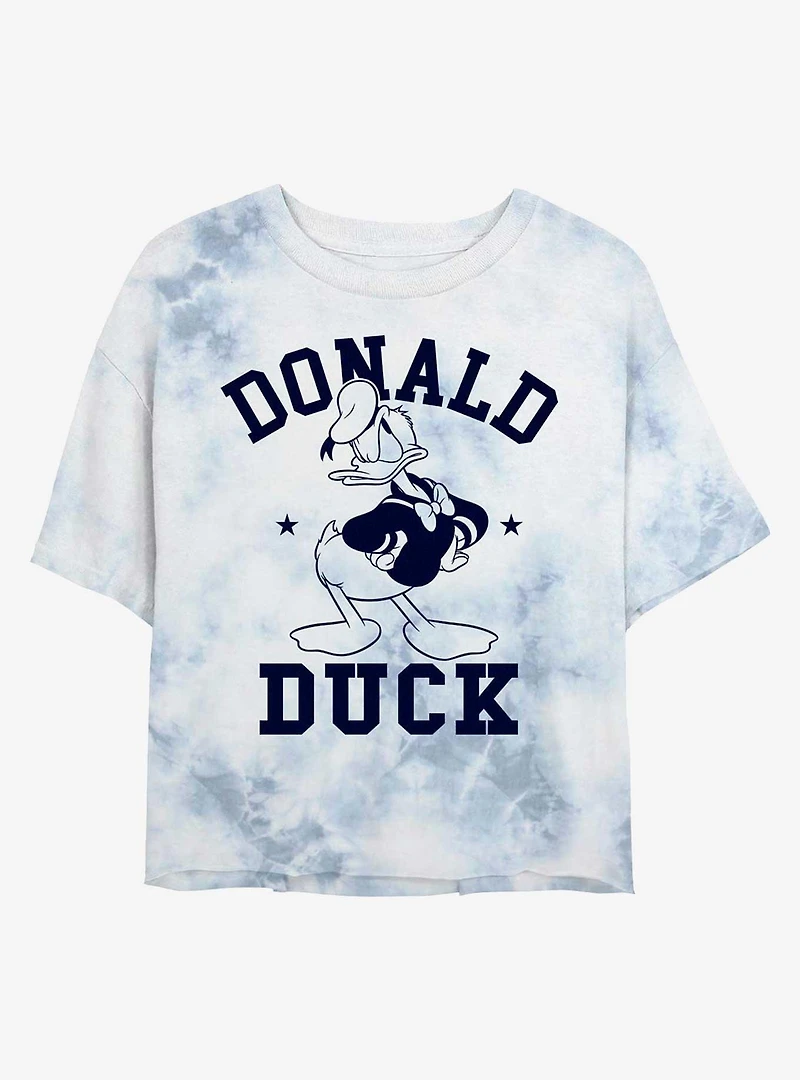 Disney Donald Duck Collegiate Womens Tie-Dye Crop T-Shirt