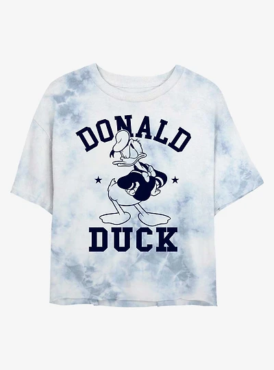 Disney Donald Duck Collegiate Womens Tie-Dye Crop T-Shirt