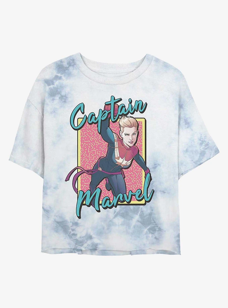 Marvel Captain Retro Womens Tie-Dye Crop T-Shirt