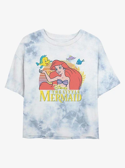 Disney The Little Mermaid Title Womens Tie-Dye Crop T-Shirt