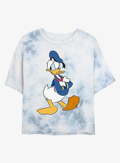 Disney Donald Duck Traditional Womens Tie-Dye Crop T-Shirt