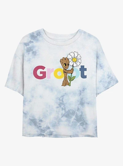 Marvel Guardians Of The Galaxy Groot Womens Tie-Dye Crop T-Shirt