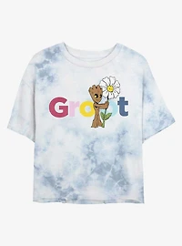 Marvel Guardians Of The Galaxy Groot Womens Tie-Dye Crop T-Shirt