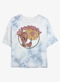 Marvel Guardians Of The Galaxy Outdoorsy Groot Womens Tie-Dye Crop T-Shirt