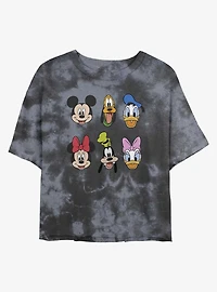 Disney Mickey Mouse And Friends Faces Womens Tie-Dye Crop T-Shirt